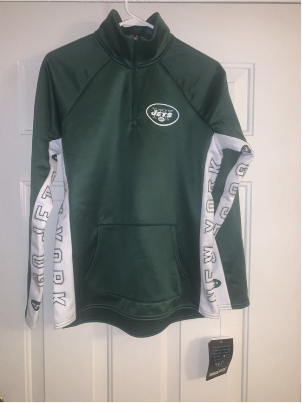 New York Jets NFL Hands High Ladies Womens 1/4 Zip Sweatshirt Jacket Size M NWT